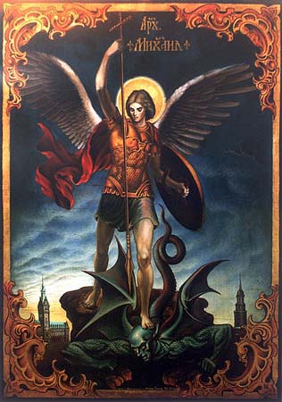 st.archangel michael.tempera on wood.110 x 70cm.collection of mrs.schulz.miami.usa